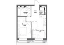 Планировка 1-комнатной квартиры, 39 м2