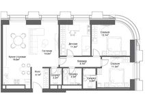 Планировка 3-комнатной квартиры, 87 м2