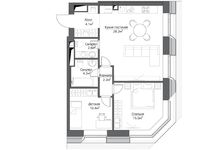 Планировка 2-комнатной квартиры, 66 м2