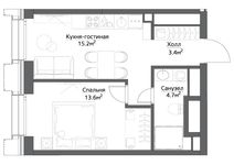 Планировка 1-комнатной квартиры, 36 м2