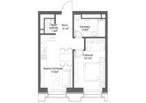 Планировка 1-комнатной квартиры, 40 м2
