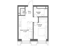 Планировка 1-комнатной квартиры, 40 м2
