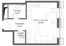 Планировка квартиры студии, 29 м2