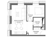 Планировка 2-комнатной квартиры, 37 м2
