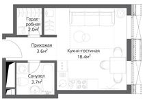 Планировка квартиры студии, 27 м2