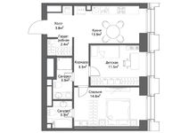 Планировка 2-комнатной квартиры, 56 м2