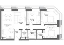 Планировка 3-комнатной квартиры, 89 м2