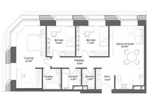 Планировка 3-комнатной квартиры, 89 м2