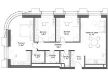 Планировка 3-комнатной квартиры, 89 м2