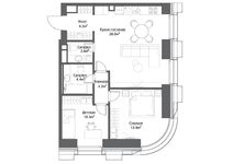 Планировка 2-комнатной квартиры, 65 м2