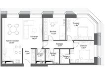 Планировка 3-комнатной квартиры, 90 м2