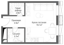 Планировка квартиры студии, 28 м2