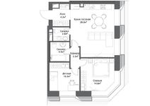 Планировка 2-комнатной квартиры, 66 м2