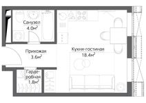 Планировка квартиры студии, 28 м2