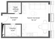Планировка квартиры студии, 29 м2
