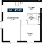Планировка 1-комнатной квартиры, 37 м2