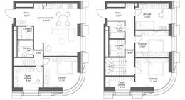 Планировка 2-комнатной квартиры, 135 м2