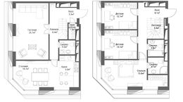 Планировка 5-комнатной квартиры, 136 м2