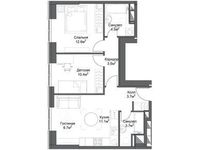 Планировка 2-комнатной квартиры, 58,3 м2