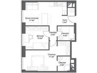 Планировка 2-комнатной квартиры, 61,24 м2