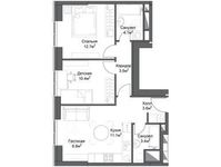 Планировка 2-комнатной квартиры, 58,04 м2