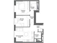 Планировка 2-комнатной квартиры, 57,69 м2
