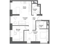 Планировка 3-комнатной квартиры, 69,47 м2