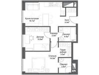 Планировка 2-комнатной квартиры, 61,08 м2