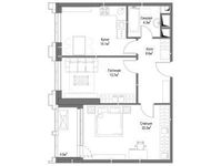 Планировка 2-комнатной квартиры, 65,4 м2