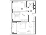 Планировка 2-комнатной квартиры, 66 м2