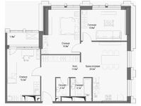 Планировка 3-комнатной квартиры, 87,4 м2