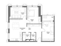 Планировка 3-комнатной квартиры, 88,7 м2