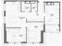 Планировка 3-комнатной квартиры, 87,6 м2