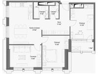 Планировка 3-комнатной квартиры, 87,9 м2