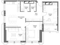 Планировка 3-комнатной квартиры, 87,7 м2