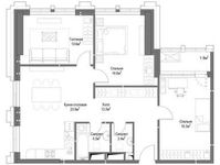 Планировка 3-комнатной квартиры, 90,6 м2