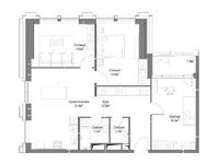 Планировка 3-комнатной квартиры, 90,3 м2