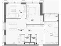 Планировка 3-комнатной квартиры, 90 м2