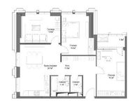 Планировка 3-комнатной квартиры, 90,4 м2