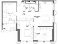 Планировка 3-комнатной квартиры, 89,9 м2
