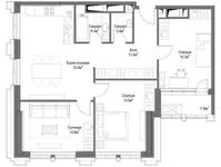 Планировка 3-комнатной квартиры, 87,2 м2
