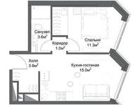 Планировка 1-комнатной квартиры, 37,75 м2