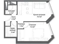 Планировка 1-комнатной квартиры, 36,9 м2
