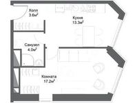 Планировка 1-комнатной квартиры, 38,19 м2