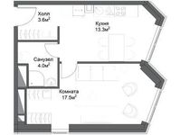 Планировка 1-комнатной квартиры, 38,43 м2
