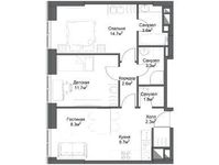 Планировка 2-комнатной квартиры, 57,93 м2