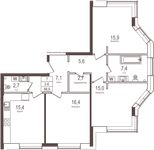 Планировка 3-комнатной квартиры, 88,4 м2