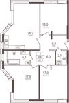 Планировка 3-комнатной квартиры, 101,1 м2