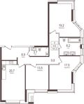 Планировка 3-комнатной квартиры, 101,3 м2