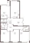 Планировка 4-комнатной квартиры, 143,1 м2